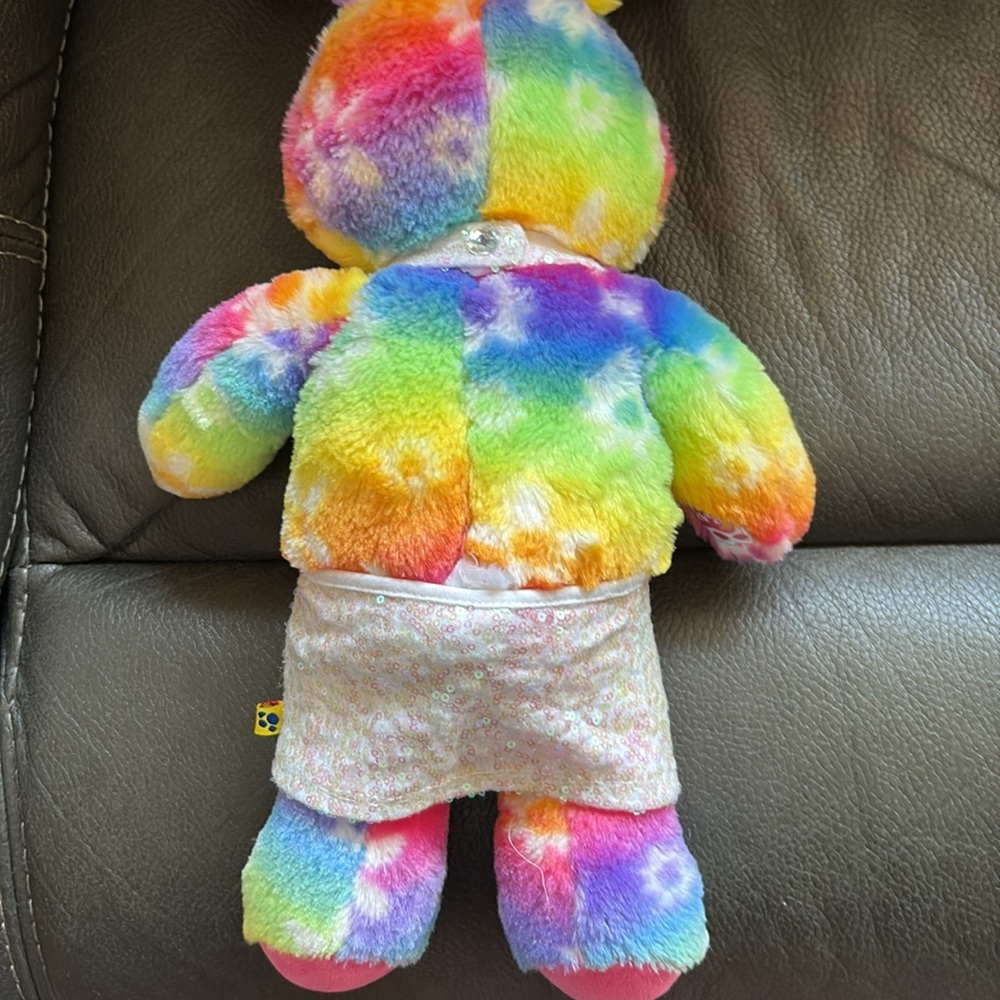 Build A Bear Rainbow Rabbit With White Sequence Dress View 4